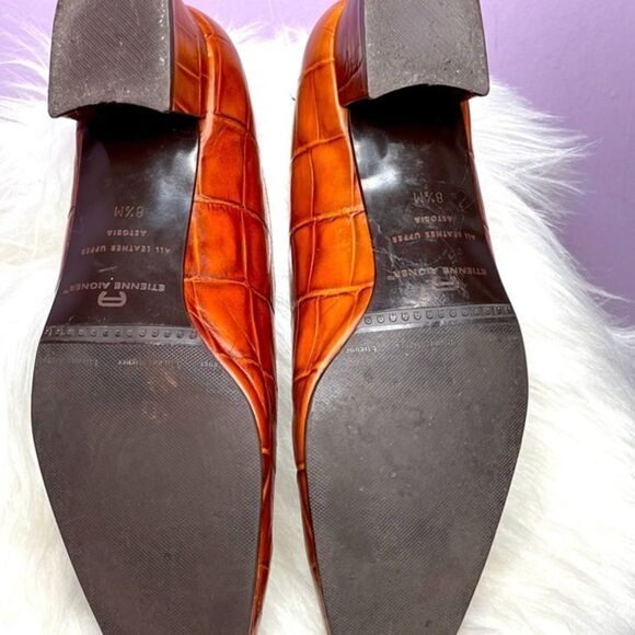Etienne Aigner Leather Block Heel Square Toe - Picture 10 of 12